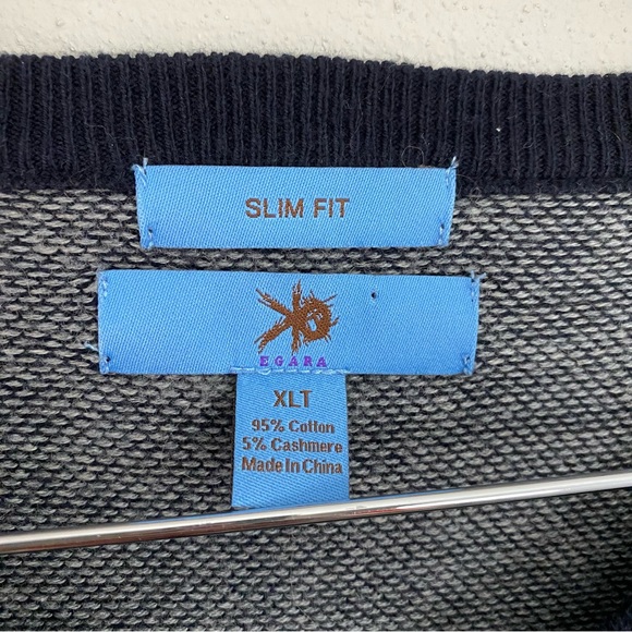 Egara Slim Fit Blue Knit Cashmere Blend V-Neck Men’s XLT - Picture 3 of 6